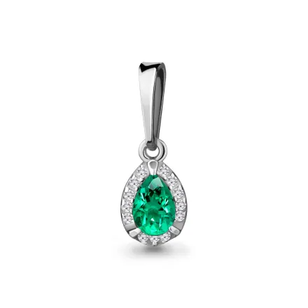 24538АГ Подвеска из Серебра с наноизумрудом, фианитами из коллекции "Клеопатра"
