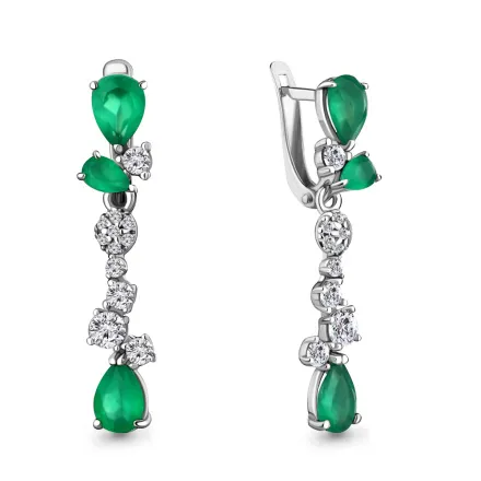 4763309А Серьги из Серебра с агатами, фианитами