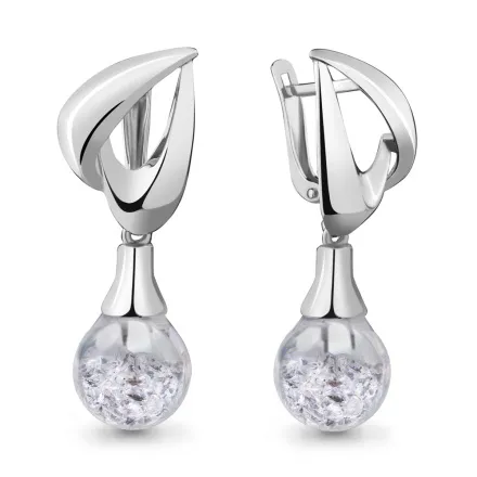 45356 Серьги из Серебра с стёклами из коллекции "French ball"