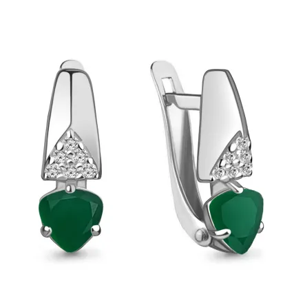 4782509А Серьги из Серебра с агатами, фианитами