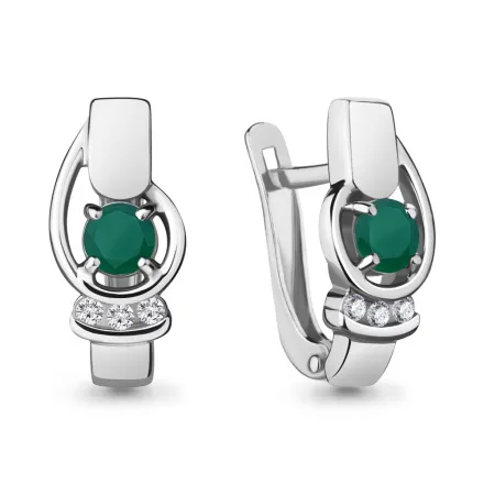 4741509А Серьги из Серебра с агатами, фианитами