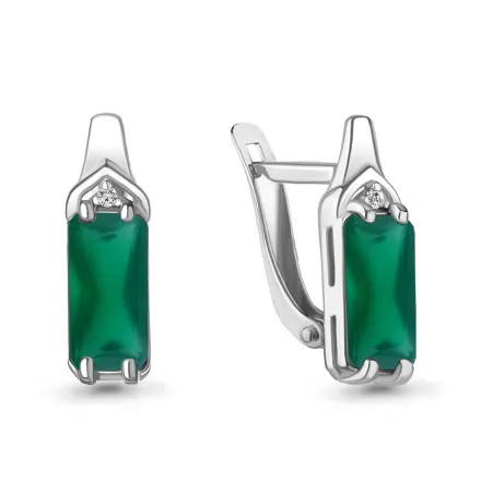 4469609А Серьги из Серебра с агатами, фианитами