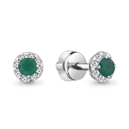 4407509А Серьги из Серебра с агатами, фианитами