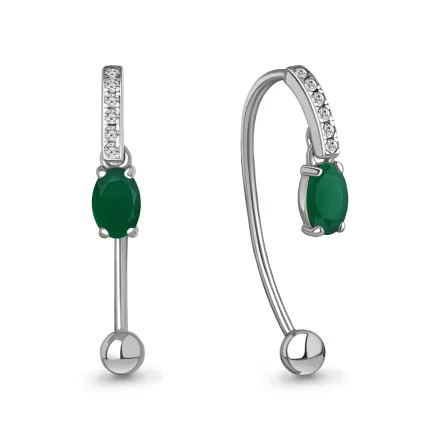 4829609А Серьги из Серебра с агатами, фианитами
