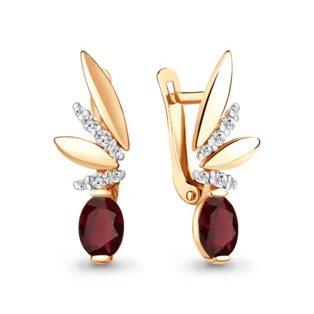 4795103А Серьги из Золота с гранатами, фианитами