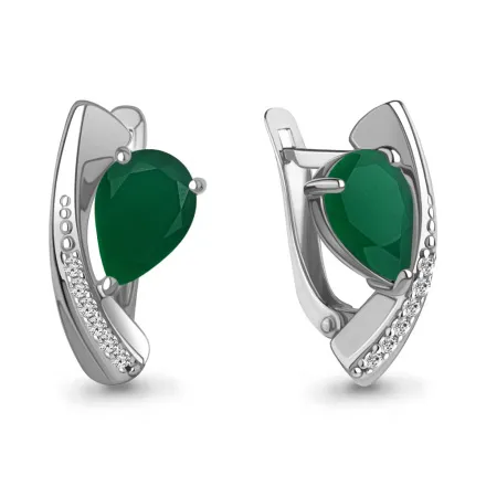 4964209А Серьги из Серебра с агатами, фианитами