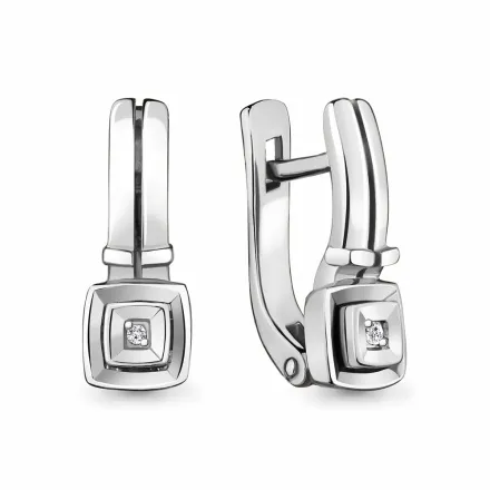 040082 Серьги из Серебра с бриллиантами