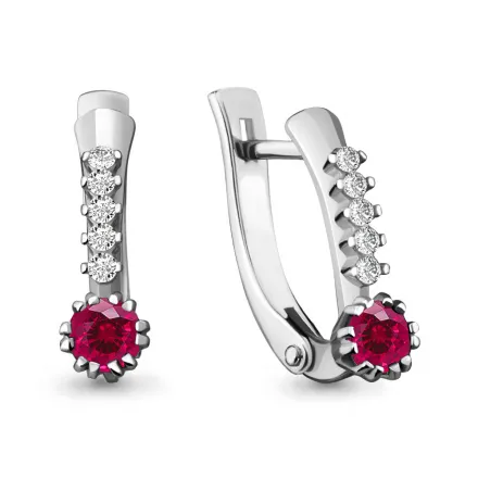 42883В Серьги из Серебра с корундами иск., фианитами