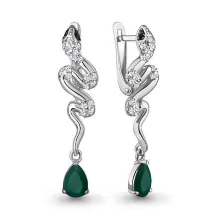 45018009АЧ Серьги из Серебра с агатами, нанокристаллами, фианитами