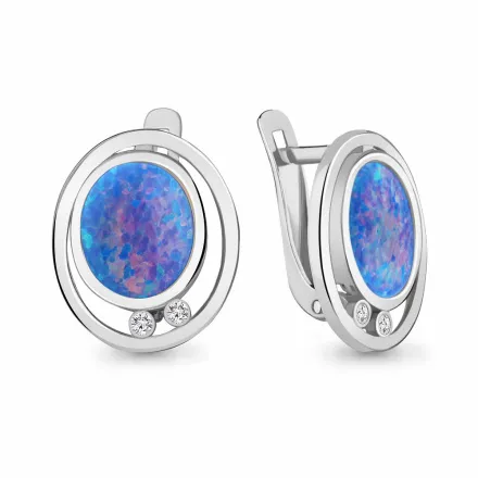 4756197А Серьги из Серебра с опалами иск., фианитами