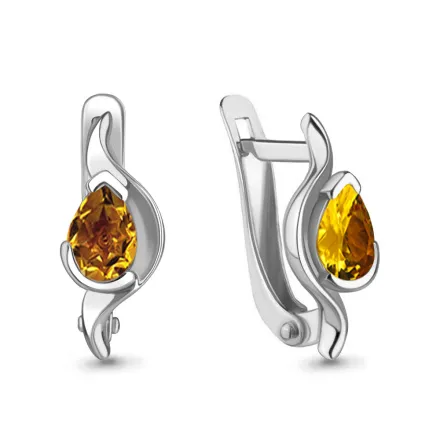 4752506 Серьги из Серебра с цитринами