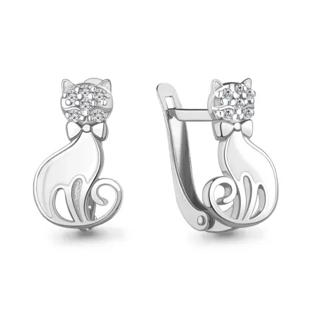 400783А Серьги из Серебра с фианитами, эмалью