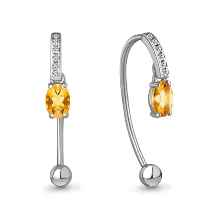 4829606А Серьги из Серебра с фианитами, цитринами