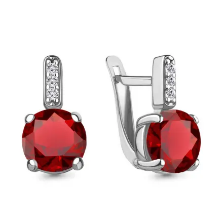 4749585А Серьги из Серебра с наногранатами, фианитами