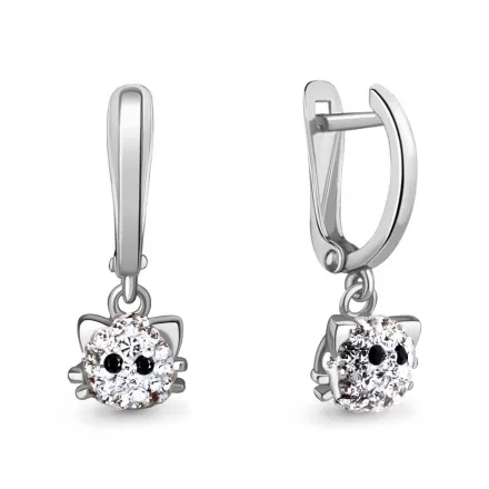 49558Ч Серьги из Серебра с стёклами из коллекции "Happy"