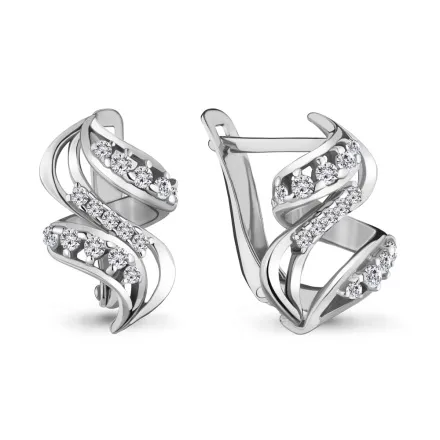 41759А Серьги из Серебра с фианитами