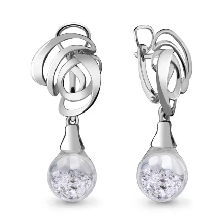 45395 Серьги из Серебра с стёклами из коллекции "French ball"