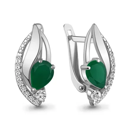 4966909А Серьги из Серебра с агатами, фианитами
