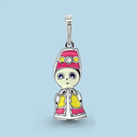22977А Подвеска из Серебра с фианитом, эмалью из коллекции "Happy"