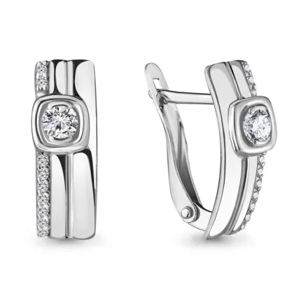 434191А Серьги из Серебра с фианитами