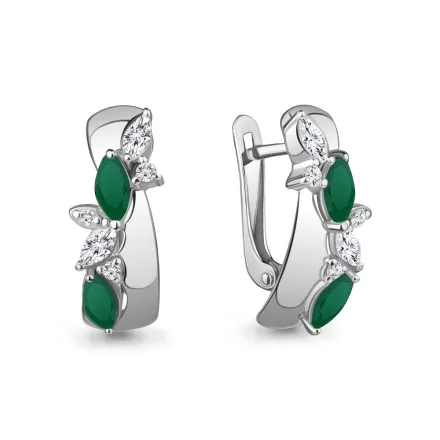 4964309А Серьги из Серебра с агатами, фианитами