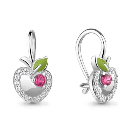47052А Серьги из Серебра с корундами иск., фианитами, эмалью из коллекции "Happy"