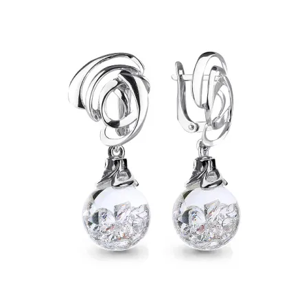 45396 Серьги из Серебра с стёклами из коллекции "French ball"