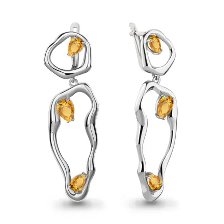 4775806 Серьги из Серебра с цитринами