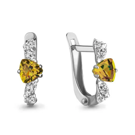 4762306А Серьги из Серебра с фианитами, цитринами