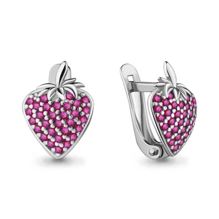 42562В Серьги из Серебра с корундами иск. из коллекции "Happy"