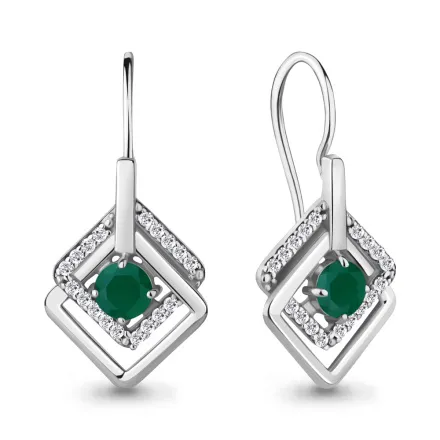 4773909А Серьги из Серебра с агатами, фианитами