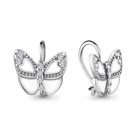 49076А Серьги из Серебра с фианитами, эмалью