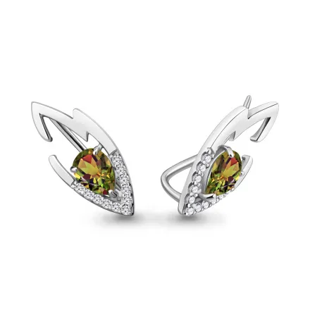 4770019А Серьги из Серебра с султанитами иск., фианитами