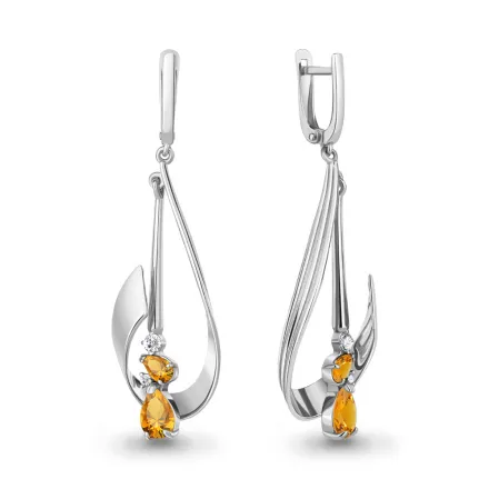 4761506А Серьги из Серебра с фианитами, цитринами
