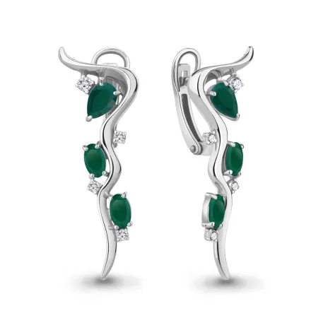4765809А Серьги из Серебра с агатами, фианитами