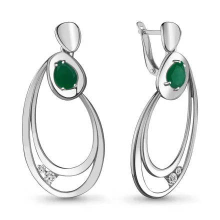 4722009 Серьги из Серебра с агатами, фианитами из коллекции "Лагуна"