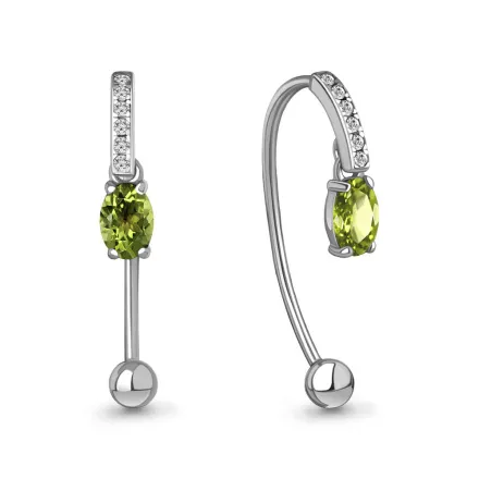 4829607А Серьги из Серебра с фианитами, хризолитами