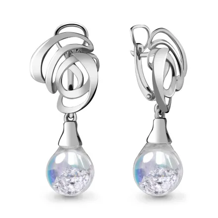 45395П Серьги из Серебра с стёклами из коллекции "French ball"