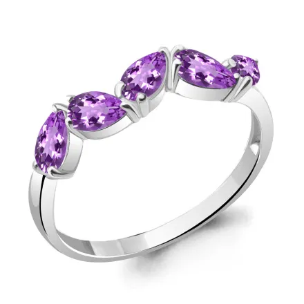 6945704 Кольцо из Серебра с аметистами