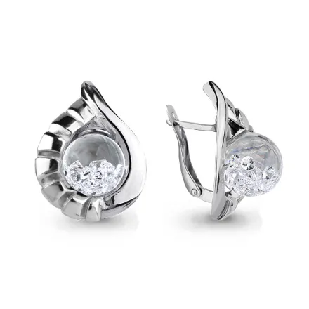 45424 Серьги из Серебра с стёклами из коллекции "French ball"