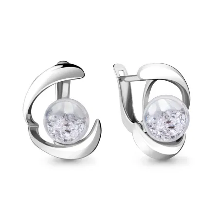 45390 Серьги из Серебра с стёклами из коллекции "French ball"