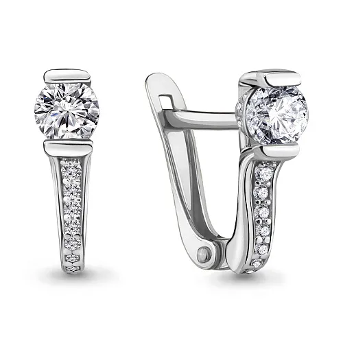 434071А Серьги из Серебра с фианитами