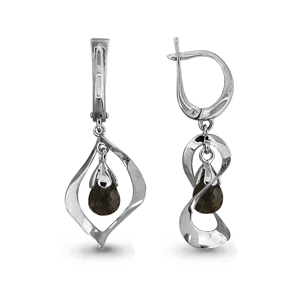 4426401 Серьги из Серебра с кварцами дымчатыми