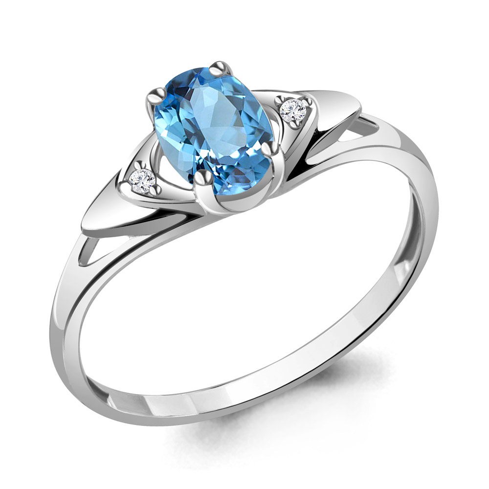 6936305А Кольцо из Серебра с топазом свисс блю, фианитами