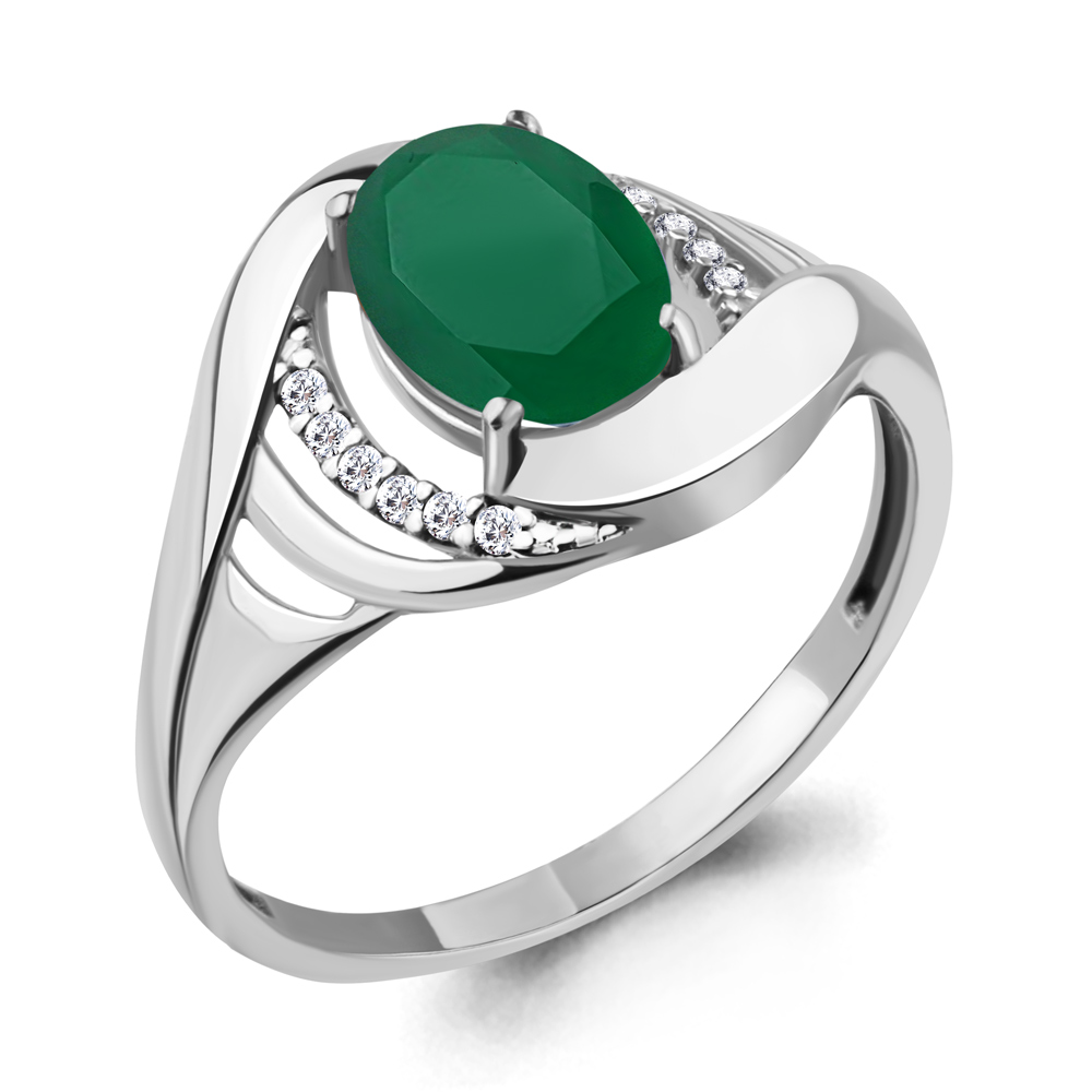 6575509А Кольцо из Серебра с агатом, фианитами