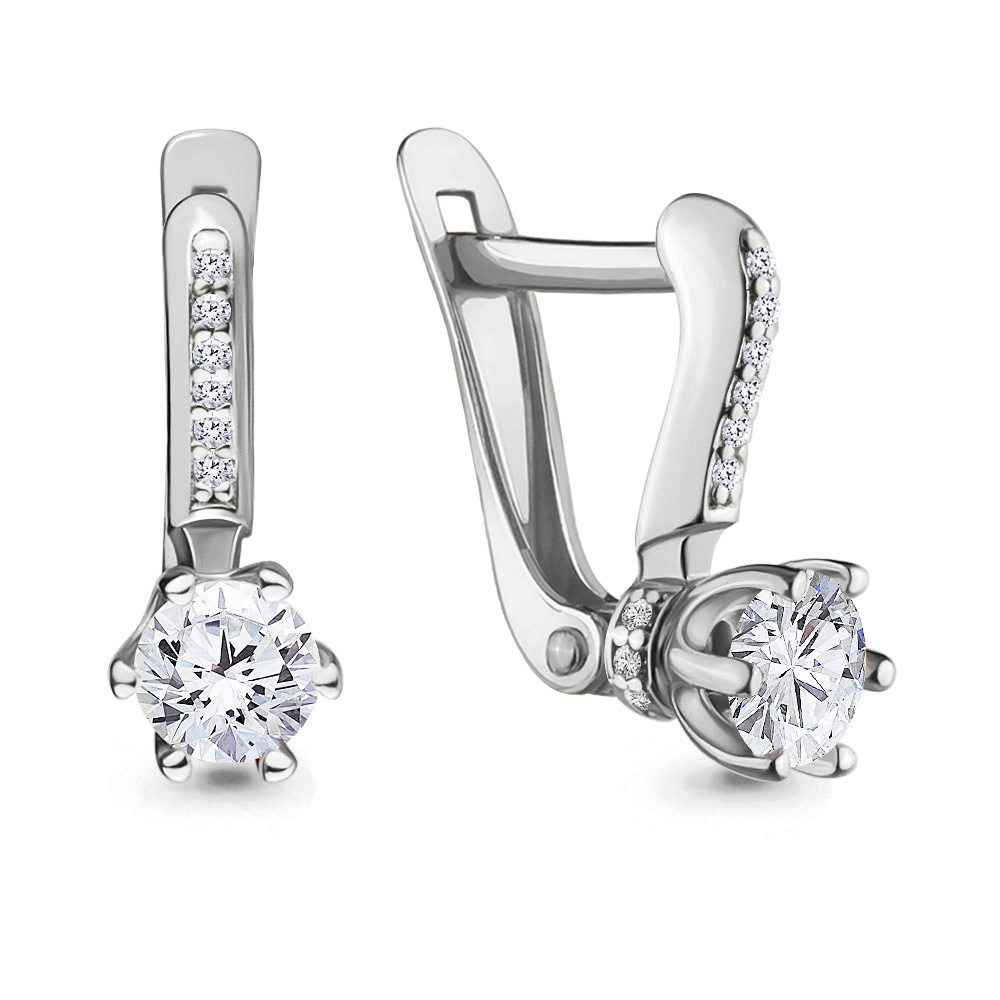 434131А Серьги из Серебра с фианитами