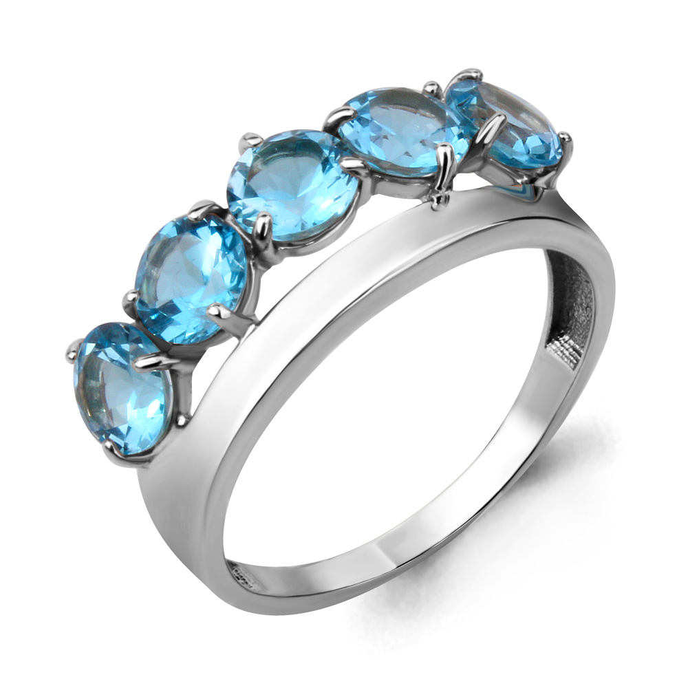 6905505 Кольцо из Серебра с топазами свисс блю