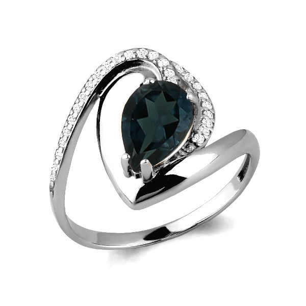 6579108А Кольцо из Серебра с топазом лондон блю, фианитами