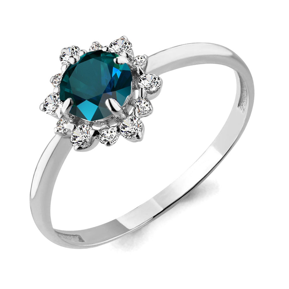 6596308А Кольцо из Серебра с топазом лондон блю, фианитами из коллекции "Belle"