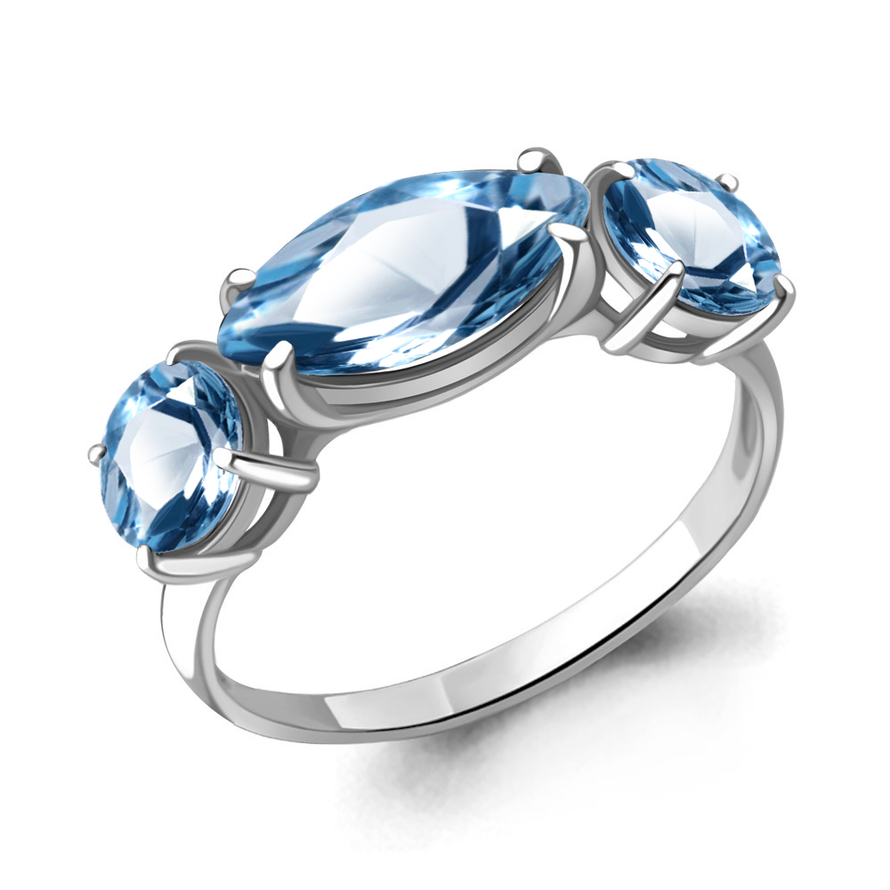 6559205 Кольцо из Серебра с топазами свисс блю